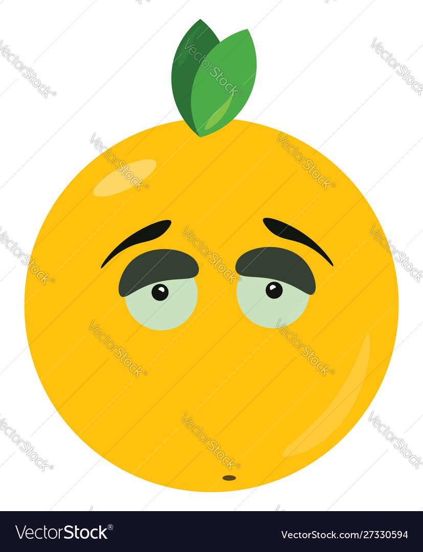 Sad orange on white background Royalty Free Vector Image