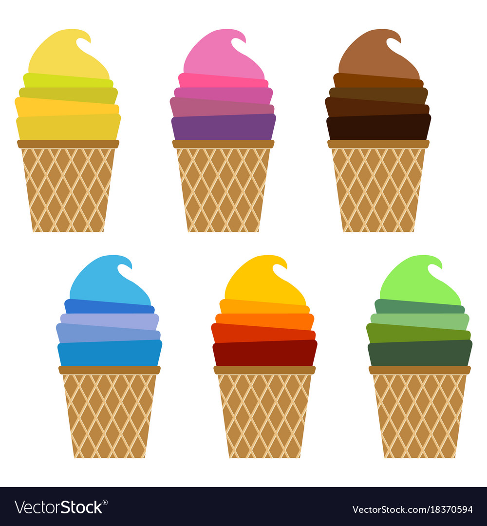 Waffle cups with ice creams Royalty Free Vector Image