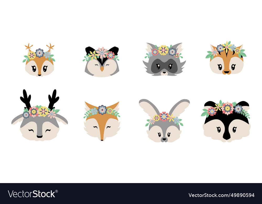 Woodland animals cartoon forest characters Vector Image