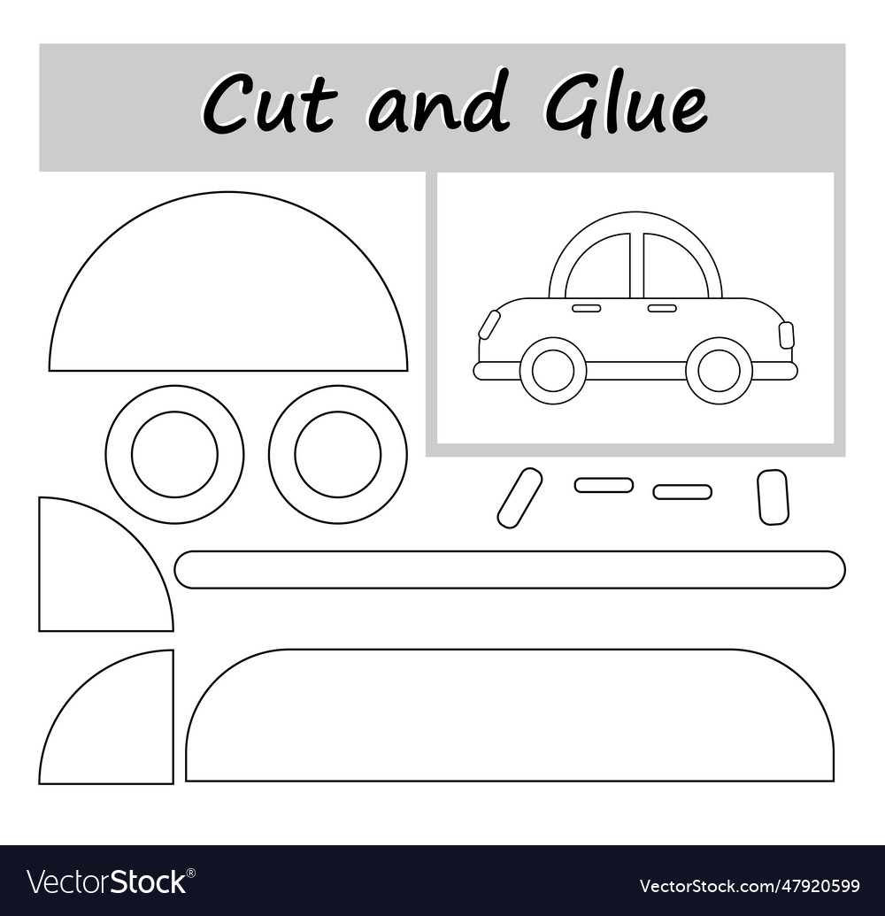 Diy Worksheet Color Cut And Glue On The Paper Vector Image