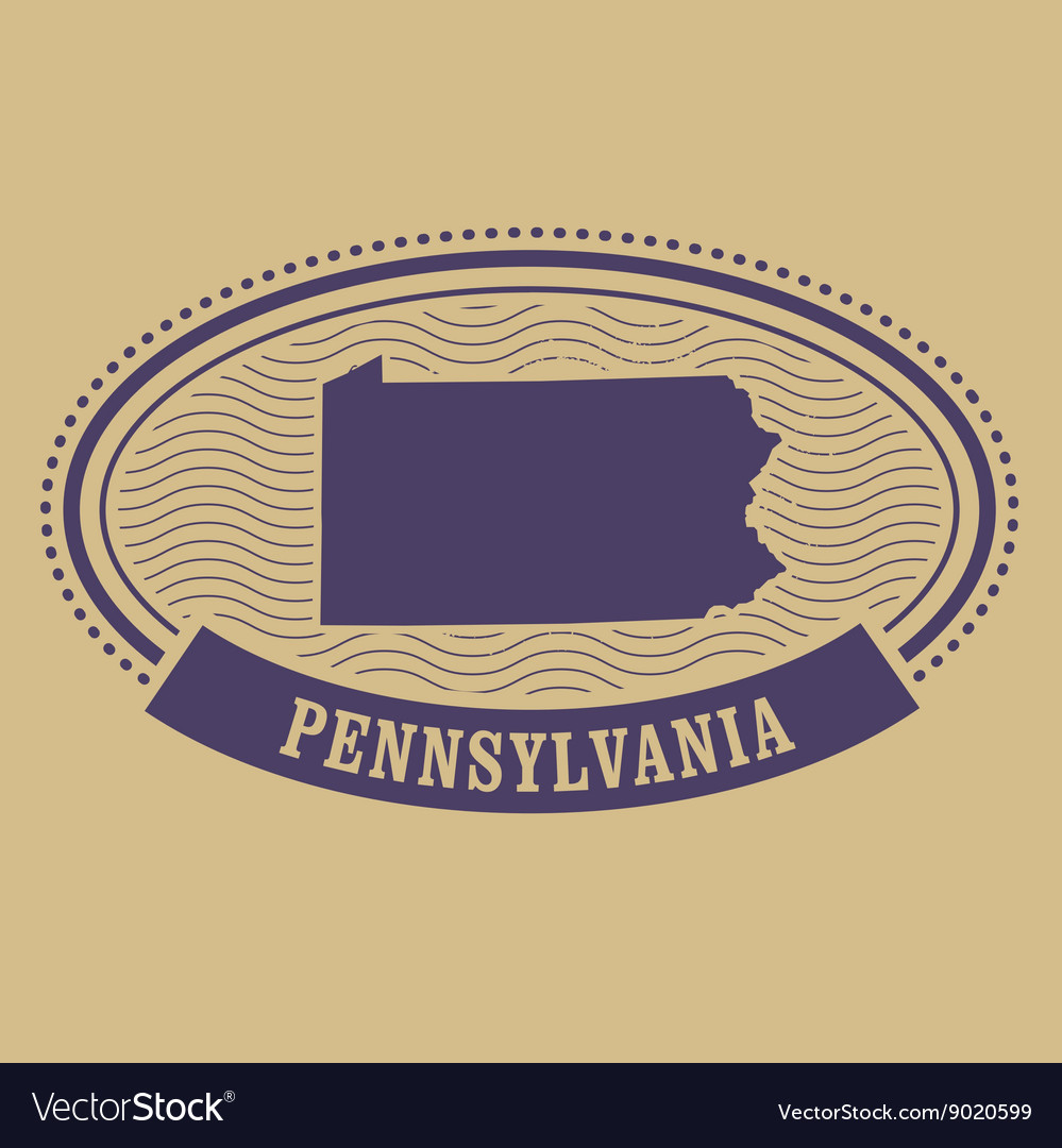 Pennsylvania Map Silhouette Oval Stamp Vector Image