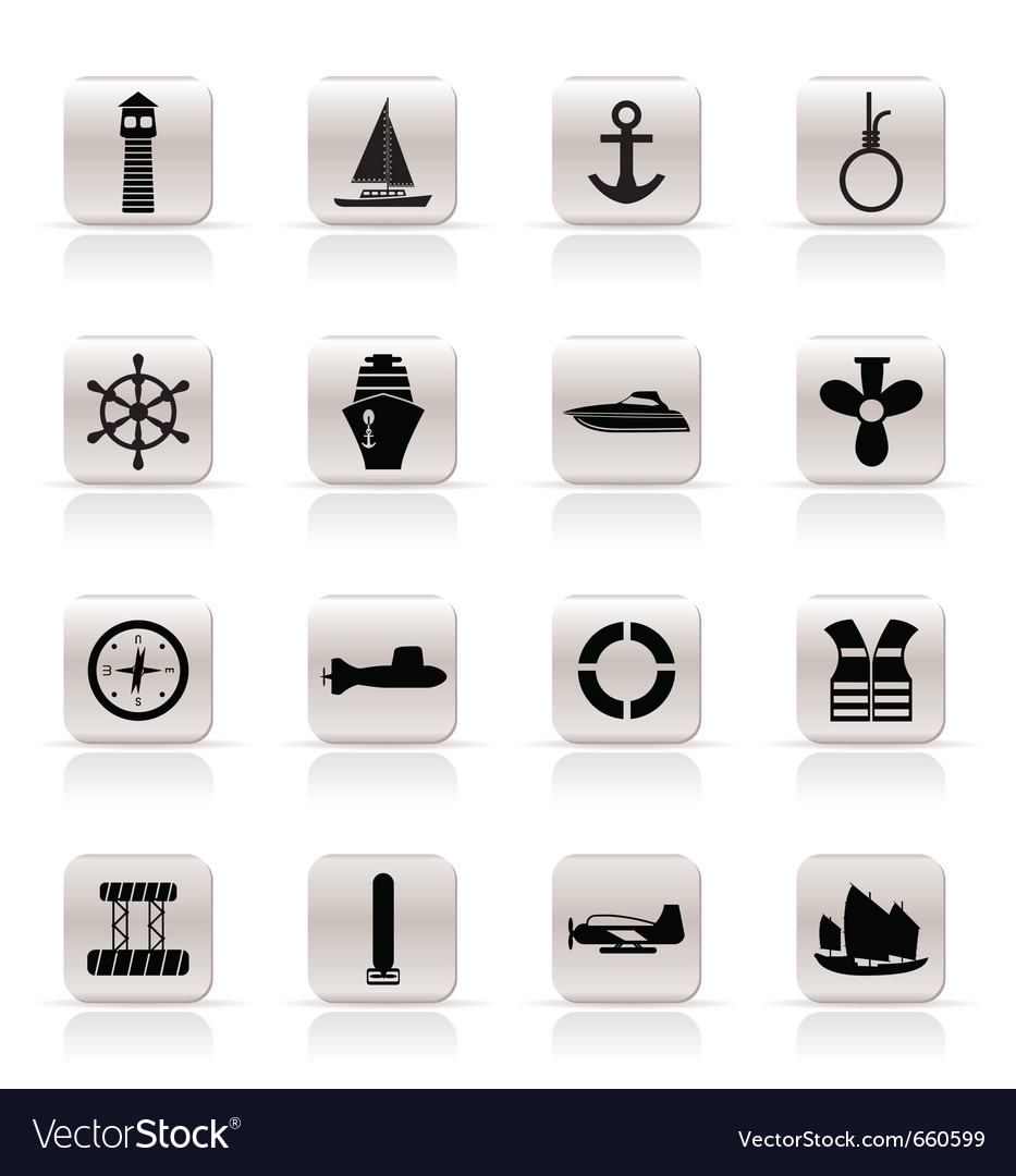 Simple marine and sea icons Royalty Free Vector Image