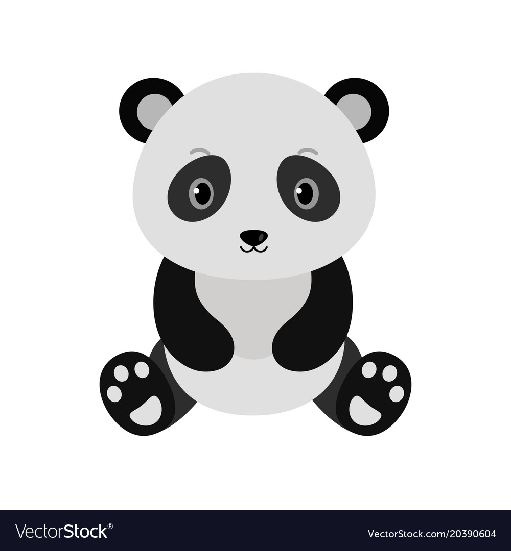 Adorable panda in flat style Royalty Free Vector Image