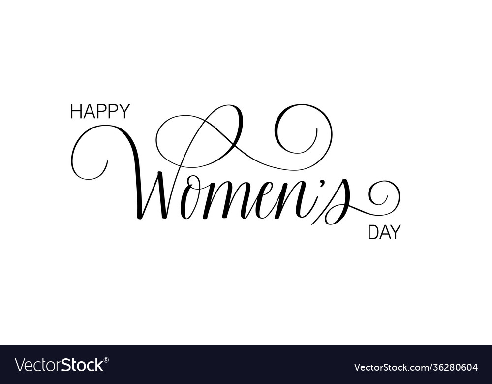 Happy Women Day Calligraphy Card Design Royalty Free Vector 0775