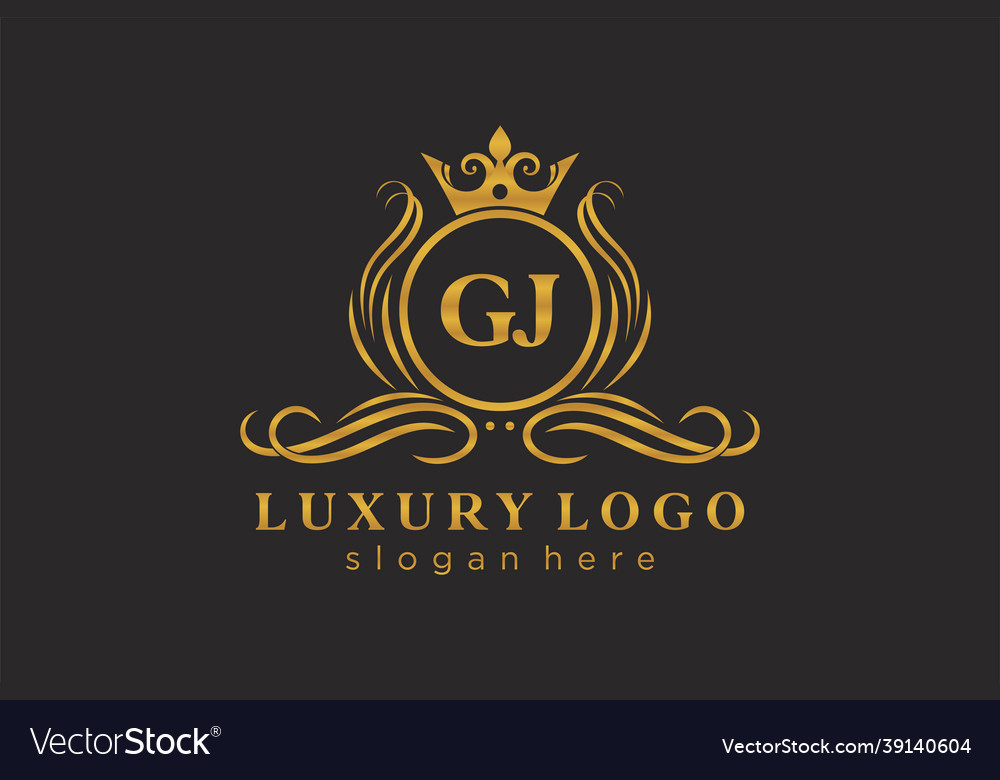 Initial gj letter royal luxury logo template Vector Image