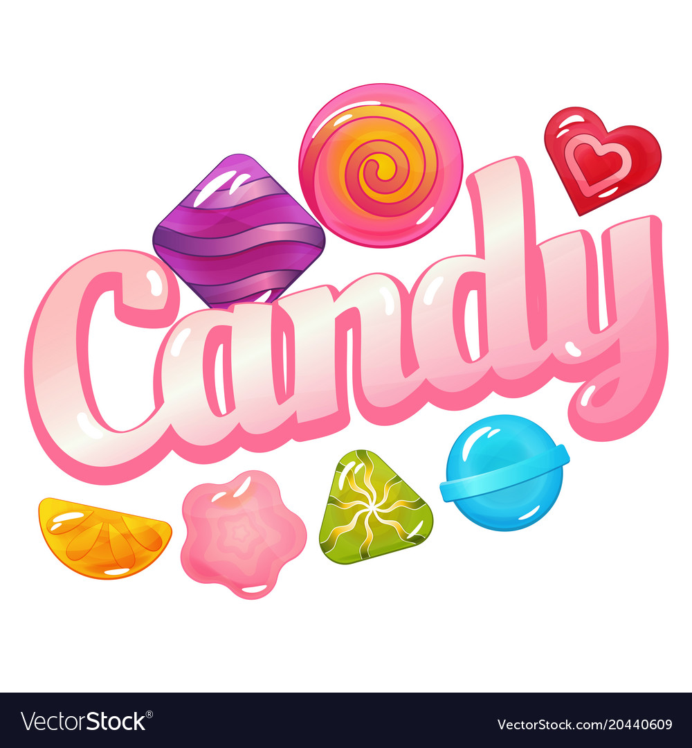 Candy logo with sweet candies Royalty Free Vector Image