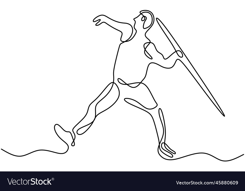 Continuous line drawing of javelin athlete young Vector Image