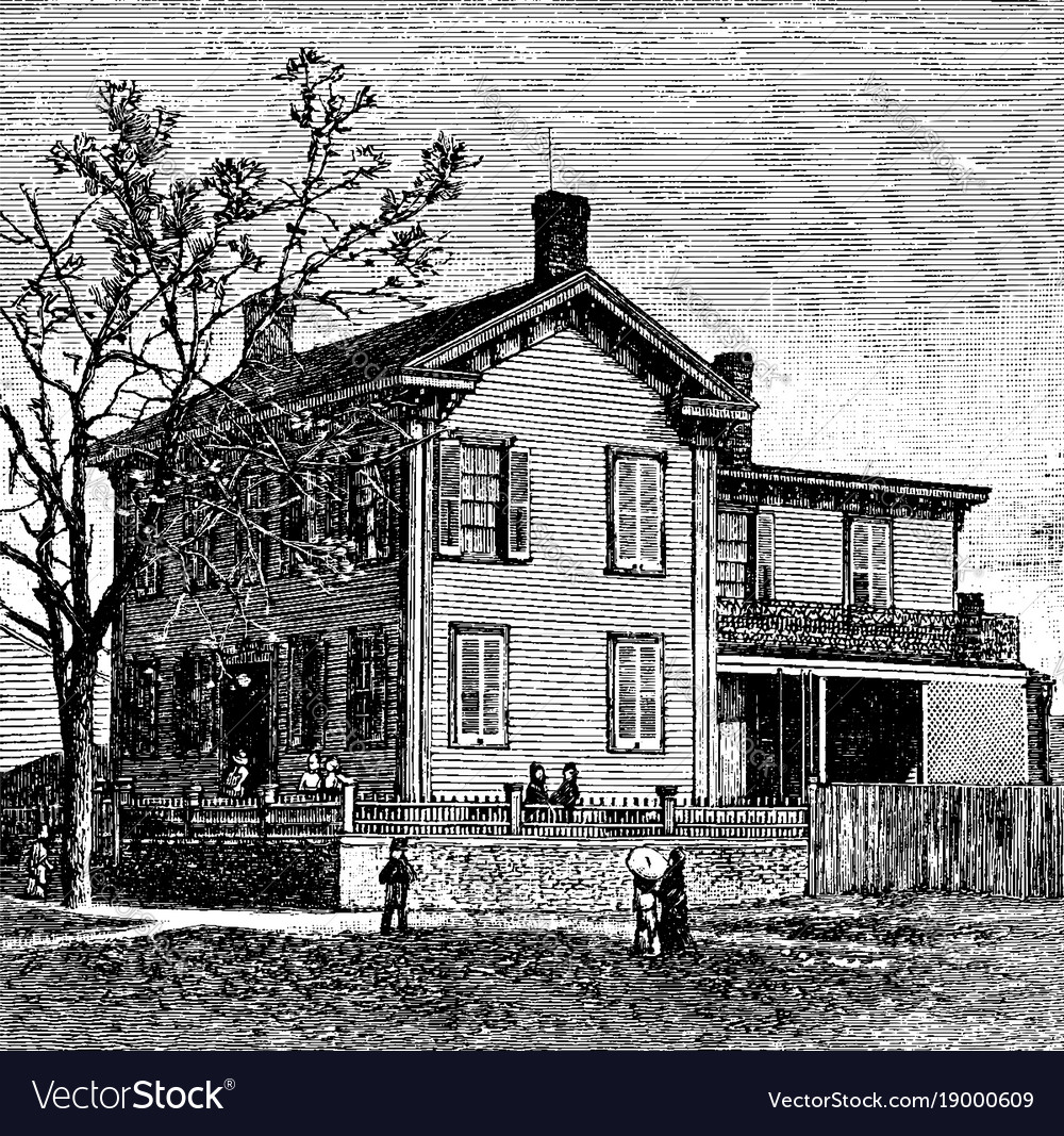 Home Of President Abraham Lincoln Vintage Vector Image