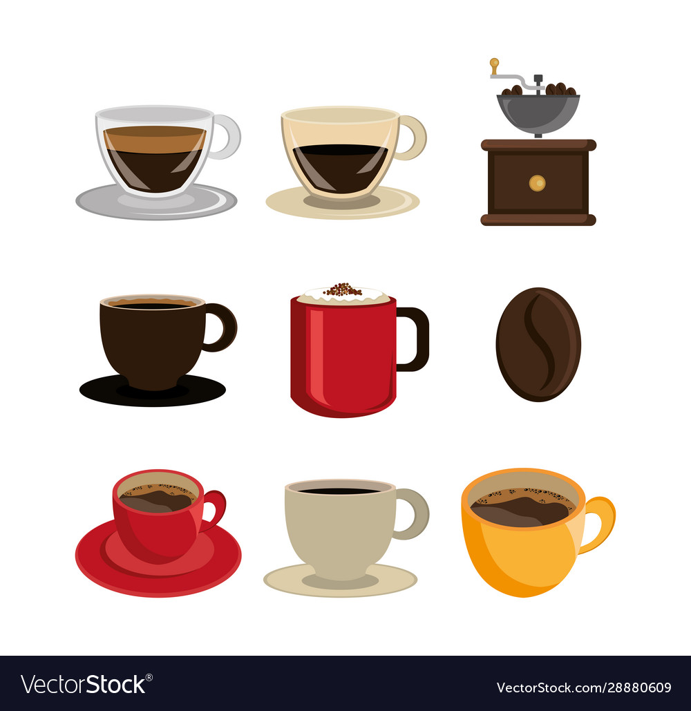 Set delicious coffee icons Royalty Free Vector Image