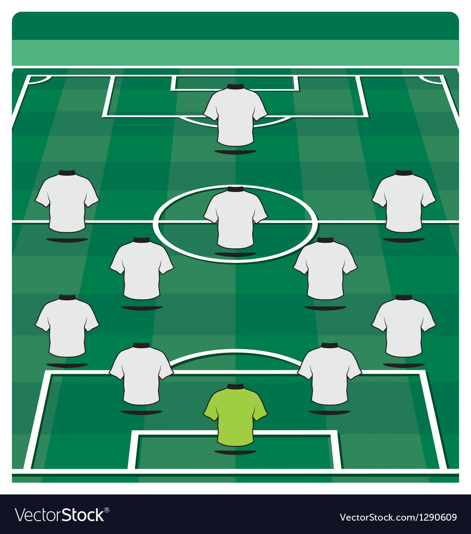 Soccer field layout with formation Royalty Free Vector Image