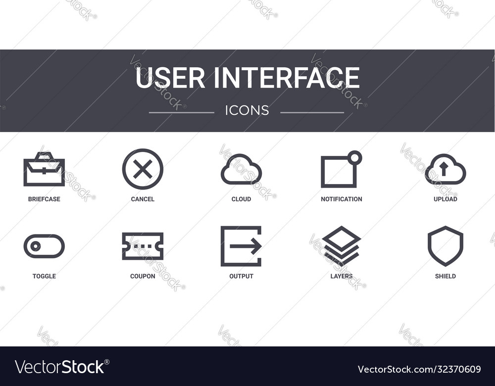 User interface concept line icons set contains Vector Image