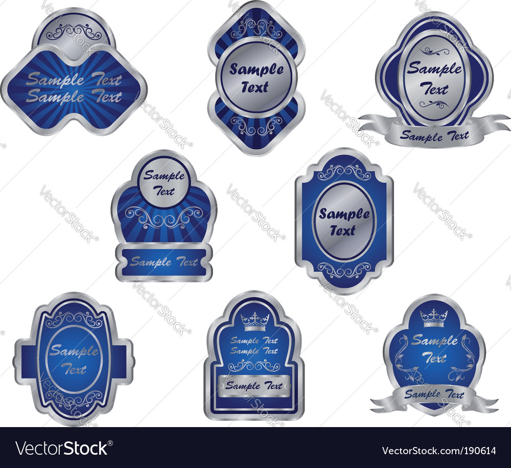 Set of vintage silver labels Royalty Free Vector Image