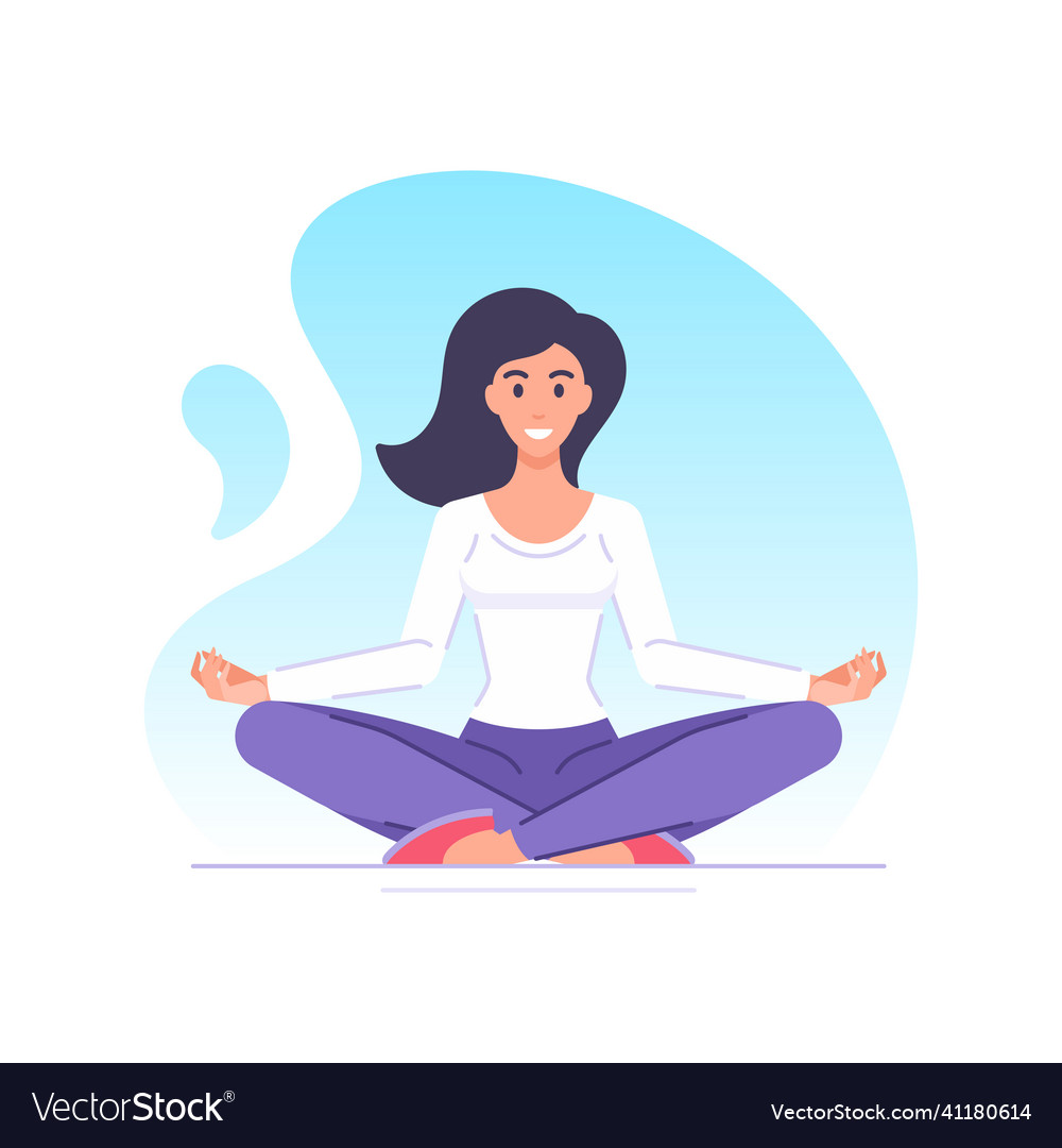 Smiling young relaxed woman practicing yoga Vector Image