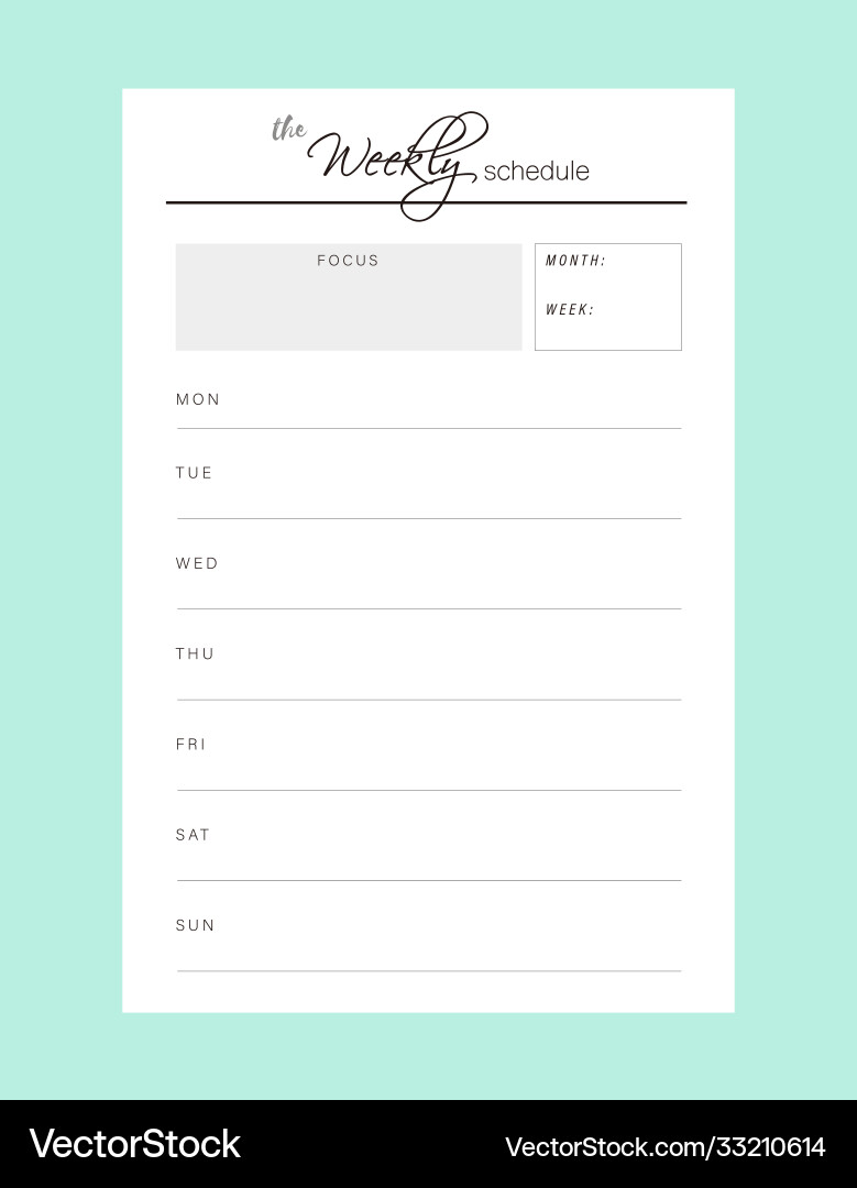 Weekly planner template Royalty Free Vector Image