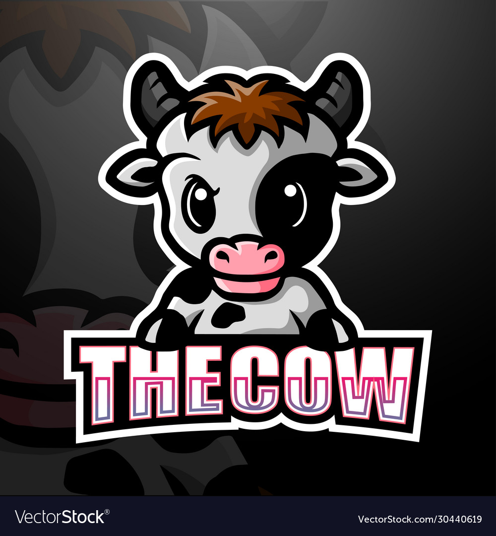 Cow mascot esport logo design Royalty Free Vector Image