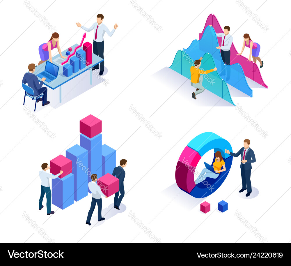 Isometric concept analytics strategy Royalty Free Vector