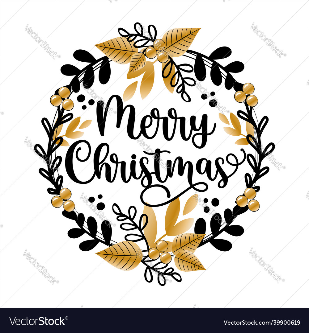 Merry christmas - elegant wreath Royalty Free Vector Image