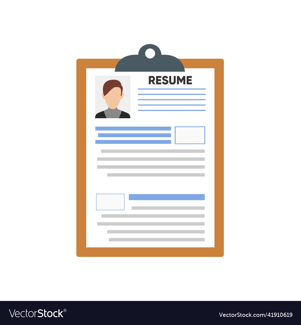 Resume cv template with photo and details Vector Image