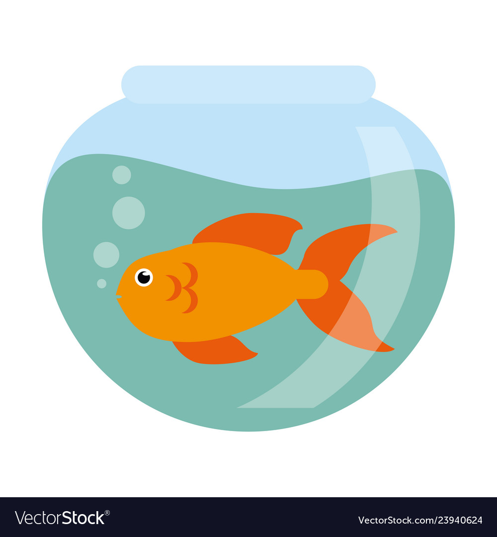 Fish in crystal bowl Royalty Free Vector Image