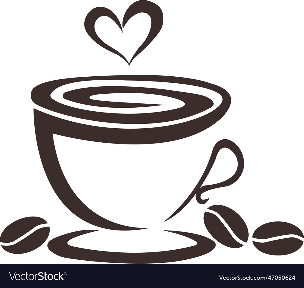 Fragrant coffee cup mug silhouette Royalty Free Vector Image