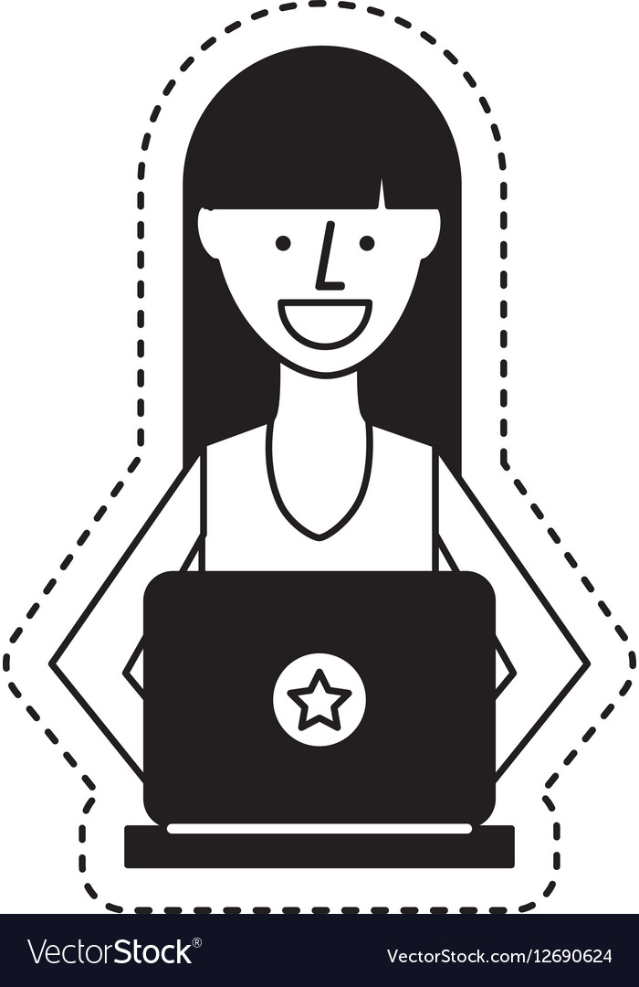 Person using computer icon Royalty Free Vector Image
