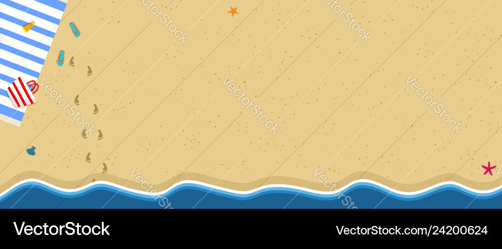 Summer Beach Top View Travel Horizontal Banner Vector Image