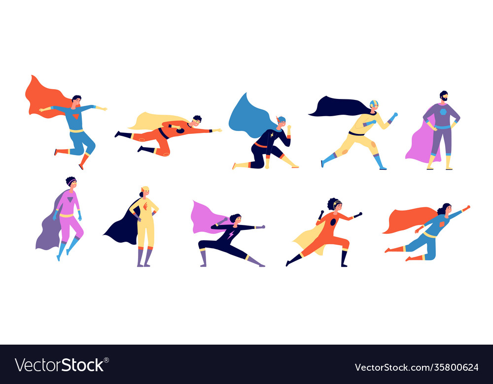 Superhero characters active hero flying man Vector Image