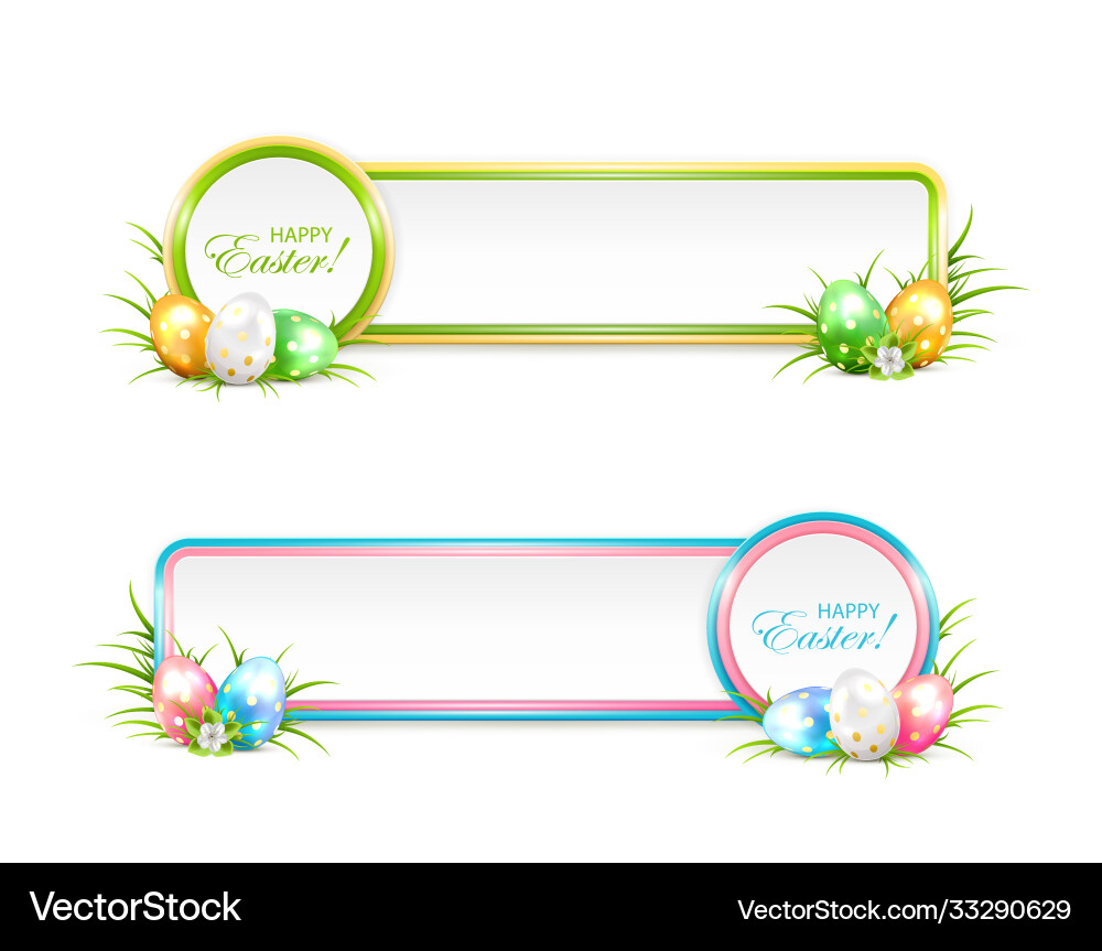 Easter banners with eggs Royalty Free Vector Image