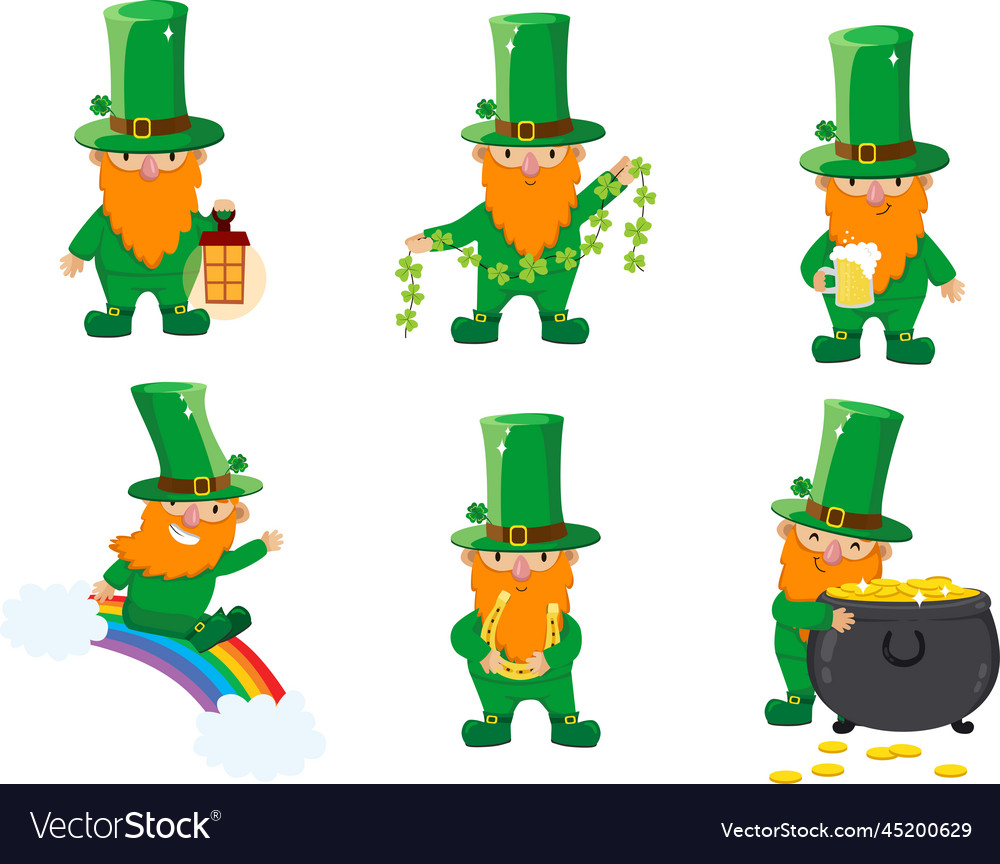 Set of st patricks day irish gnomes cartoon Vector Image