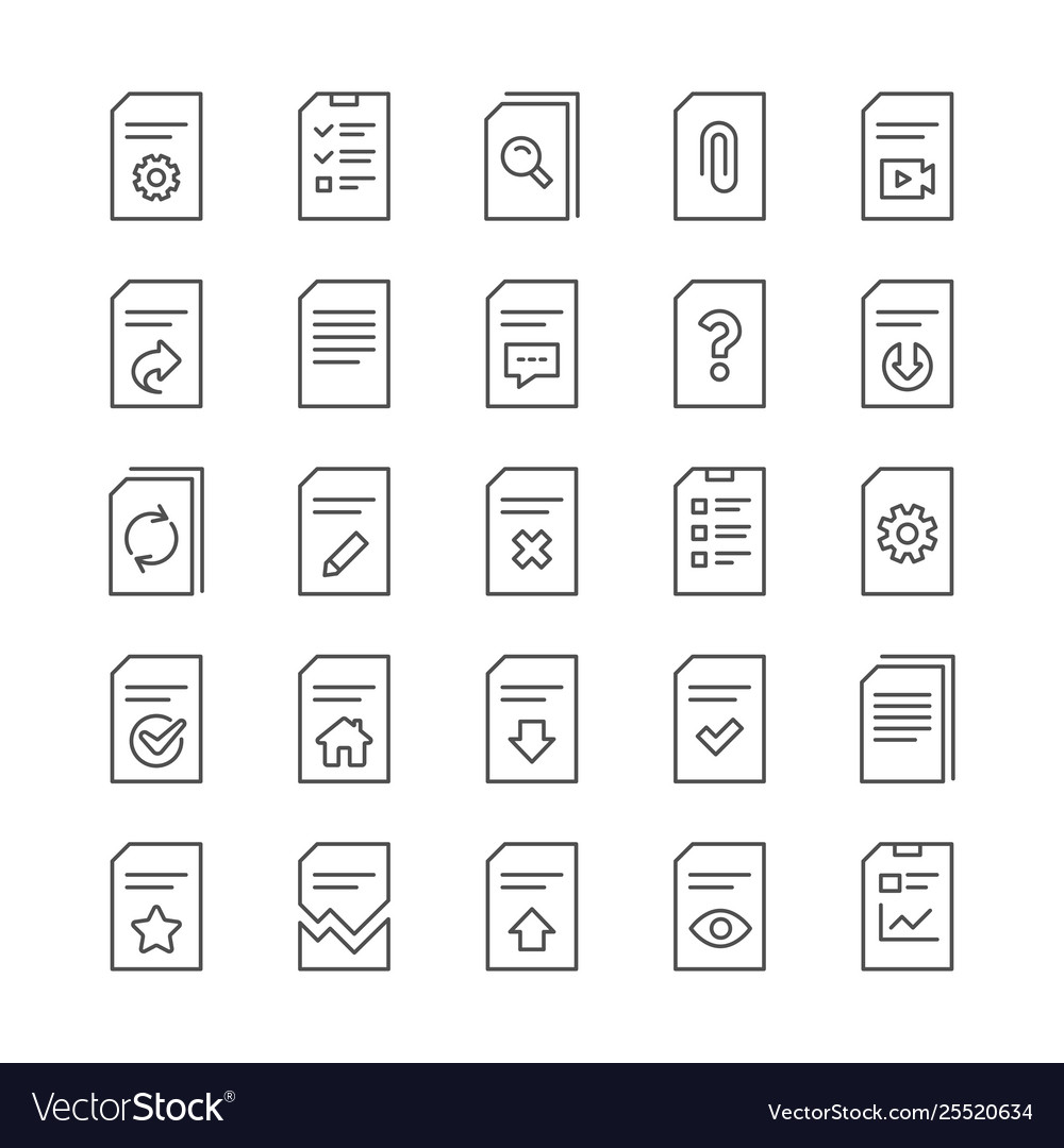 Document line icons report checklist and copy Vector Image