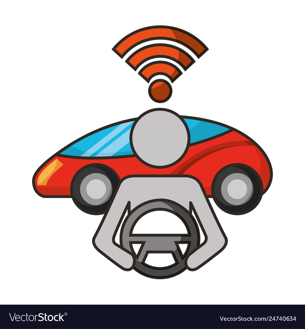 Driver vehicle signal autonomous car Royalty Free Vector