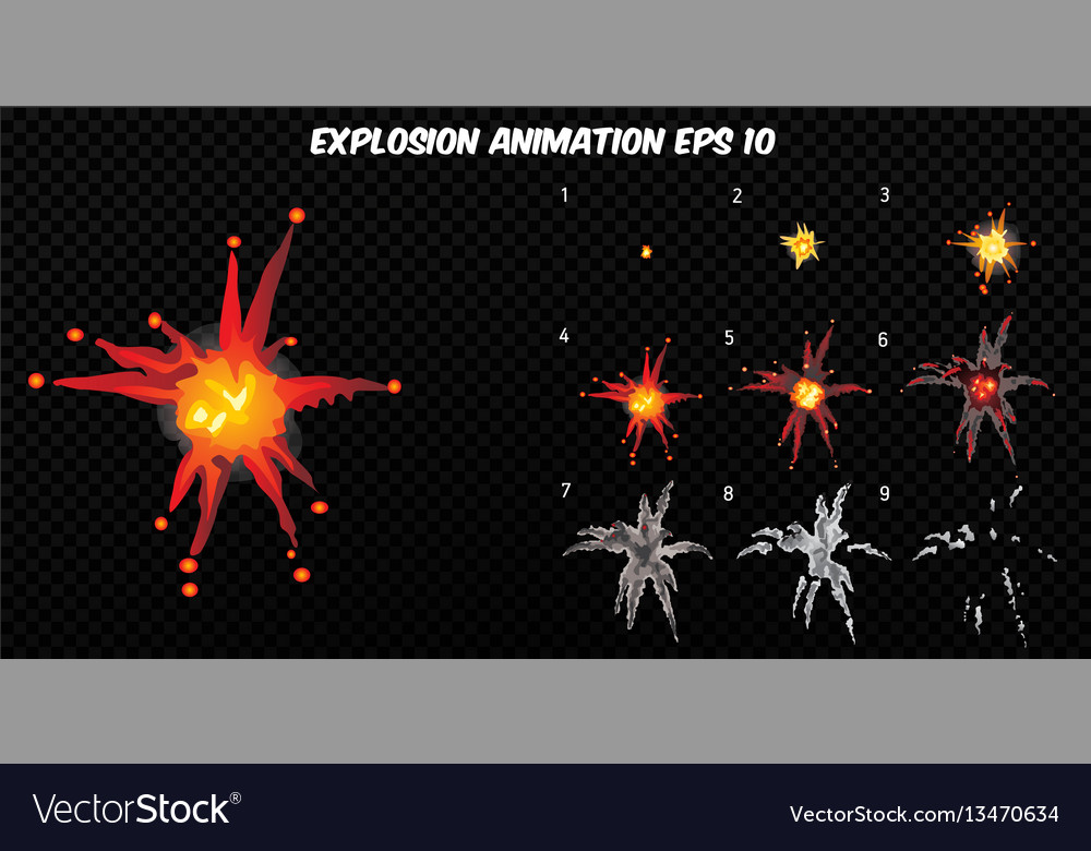 Explode explode effect animation with Royalty Free Vector