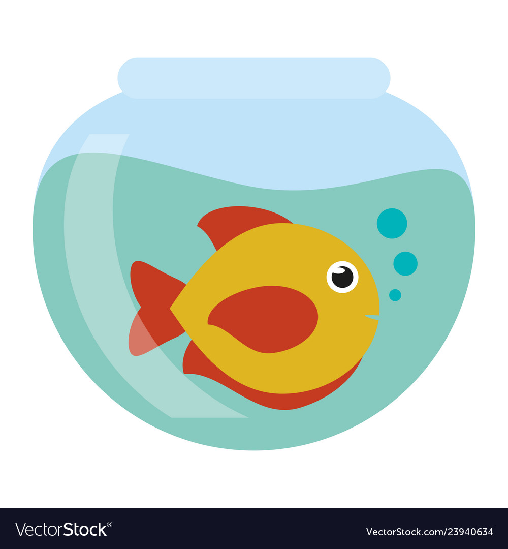 Fish in crystal bowl Royalty Free Vector Image