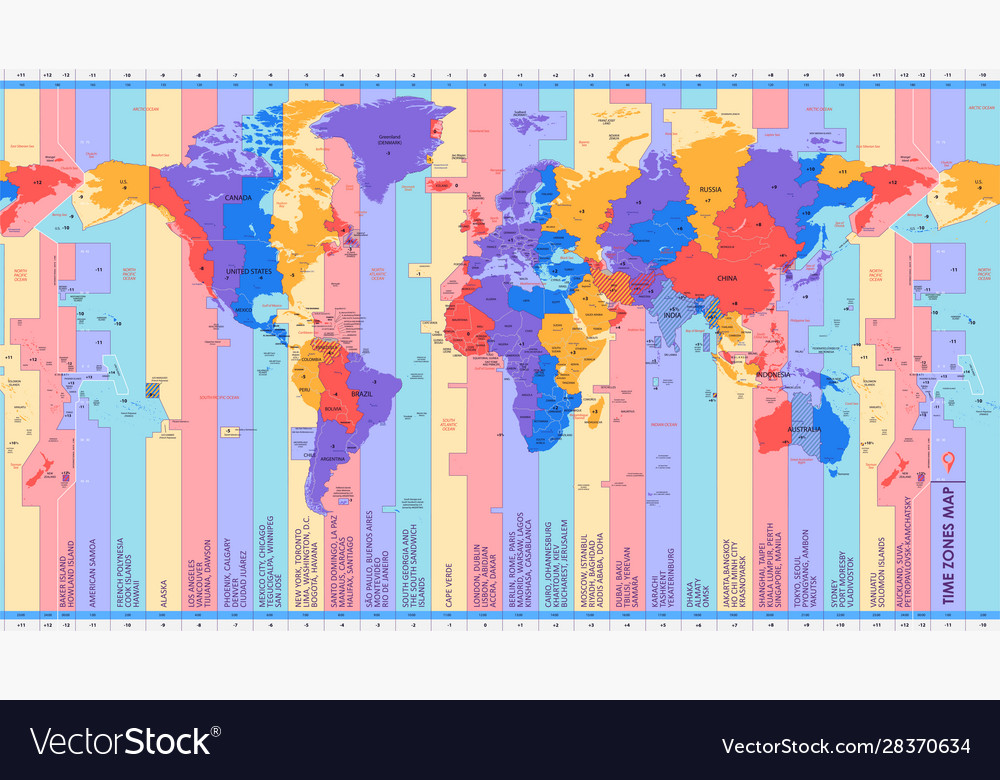 Vector World Map Of Local Time Zones Centered By America Stock Illustration  Download Image Now Istock | Lupon.Gov.Ph