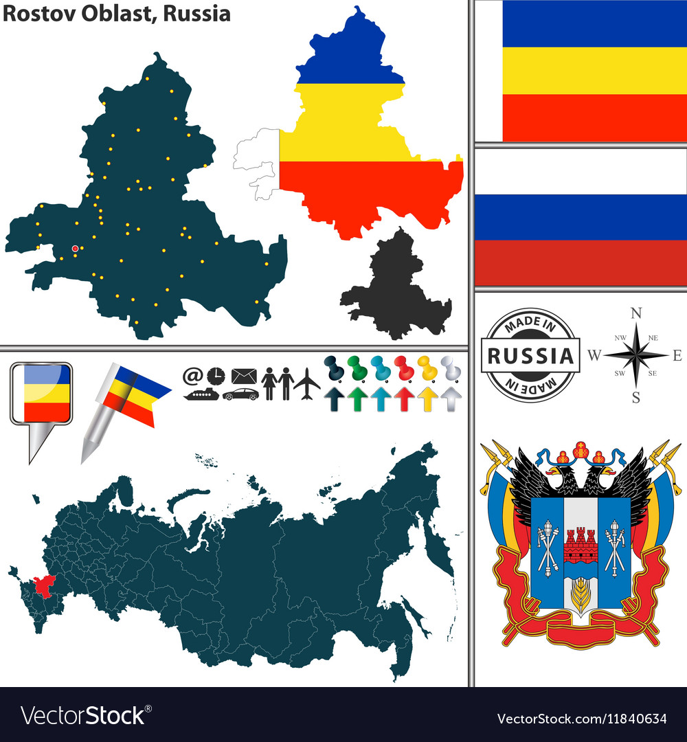Map of oblast rostov Royalty Free Vector Image