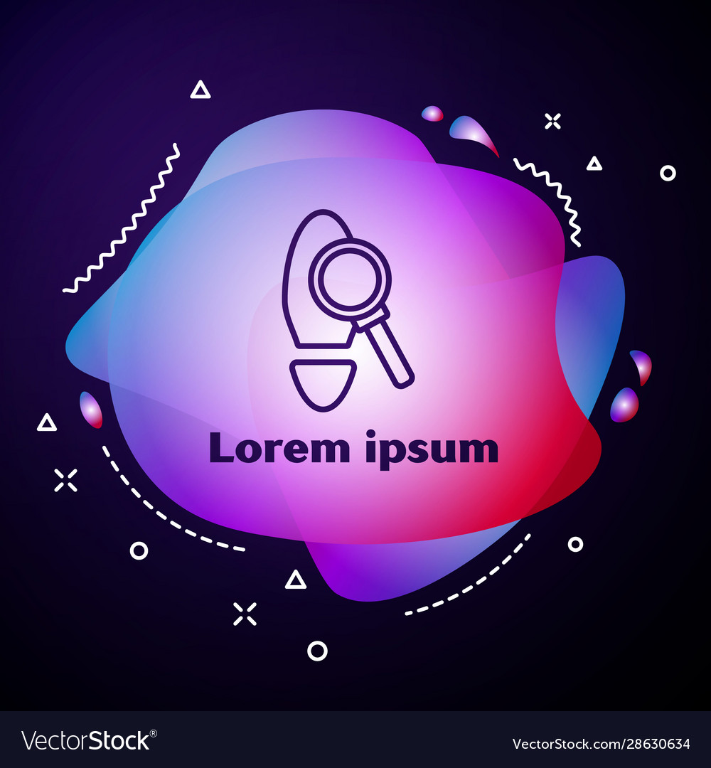 Purple Line Magnifying Glass With Footsteps Icon Vector Image