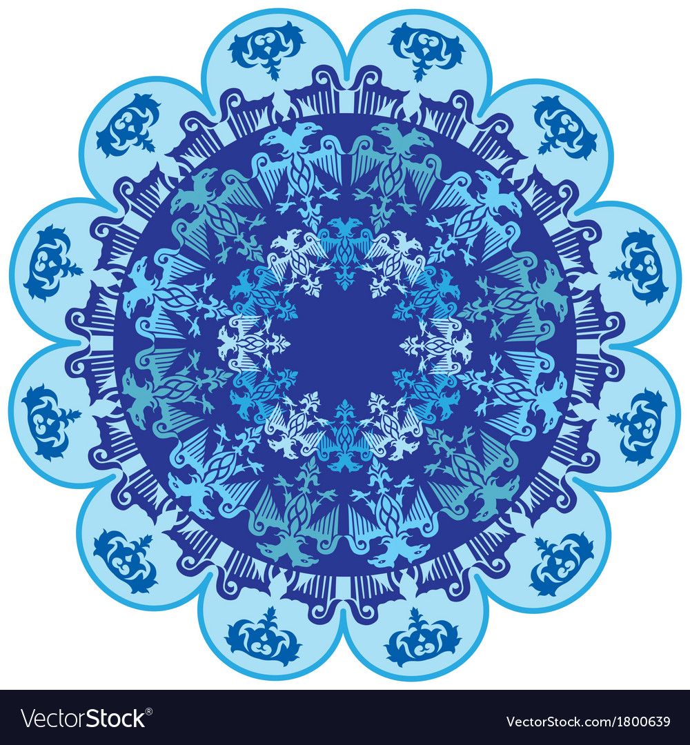 Blue ottoman serial patterns thirteen Royalty Free Vector