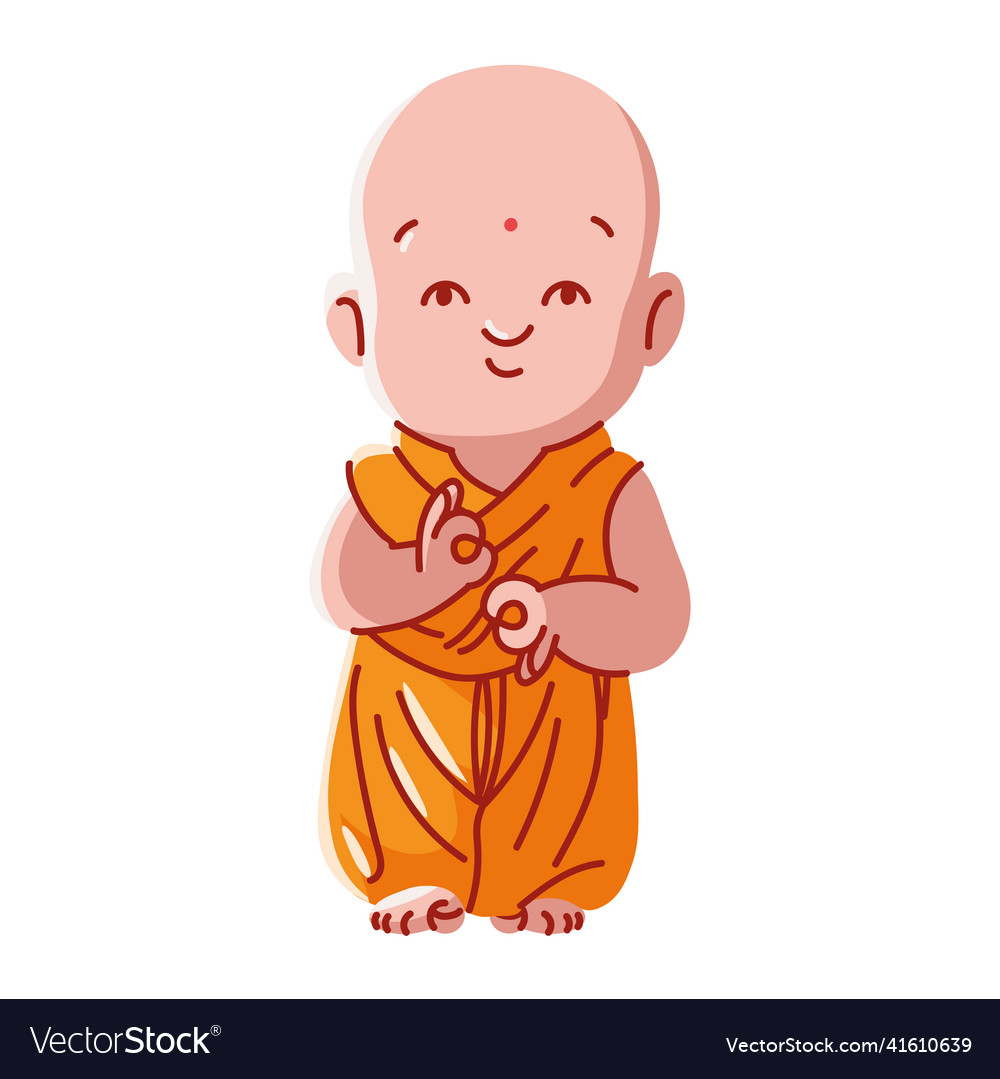 Cute tibetan monk Royalty Free Vector Image - VectorStock