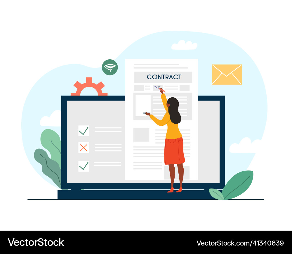 Electronic contract concept Royalty Free Vector Image