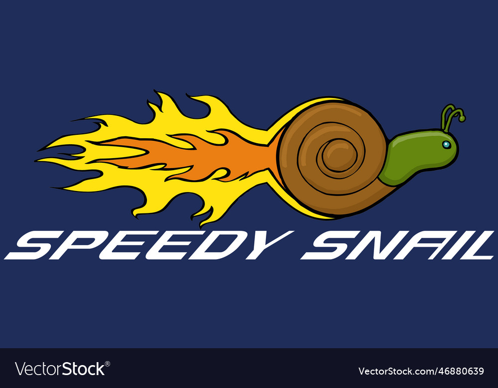 Funny cartoon snail with flames speedy snail Vector Image