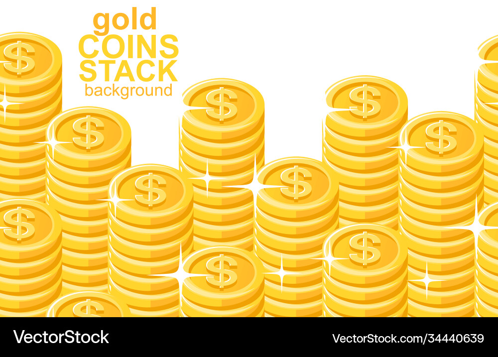 Gold Coins Stacks Background Royalty Free Vector Image