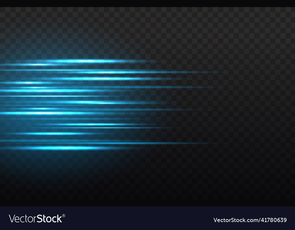 Horizontal light rays glow speed line flash blue Vector Image