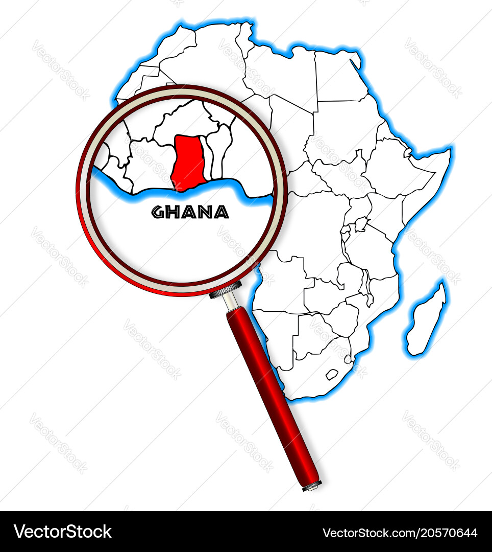 Ghana under a magnifying glass Royalty Free Vector Image