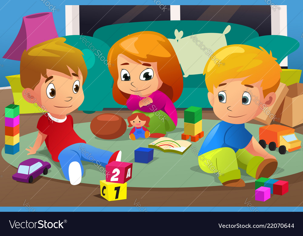 A boy playing toys Royalty Free Vector Image - VectorStock