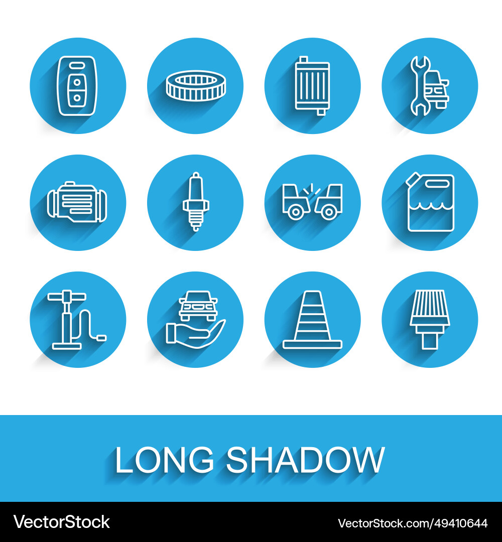 Set line car air pump auto service check Vector Image