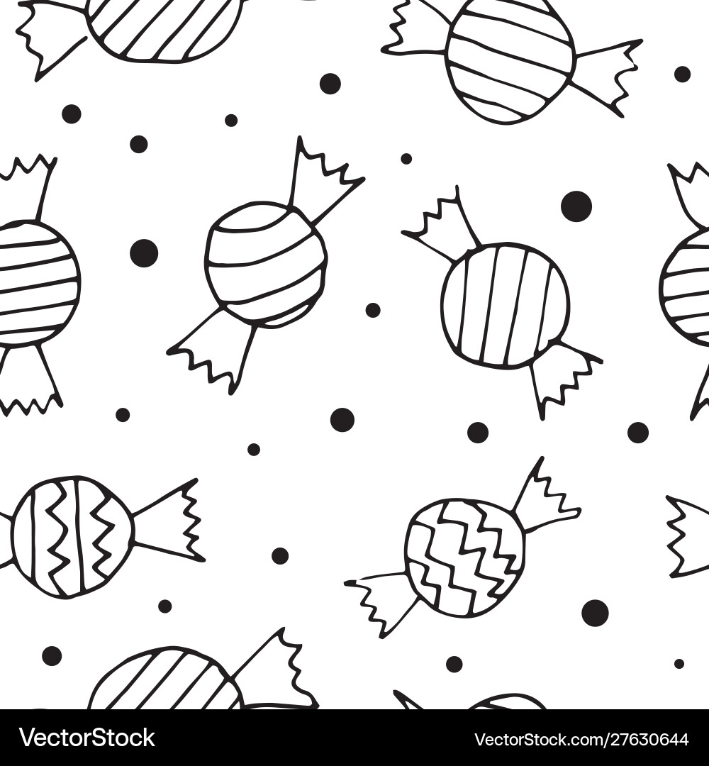 Sweet candy doodle drawing line art Royalty Free Vector