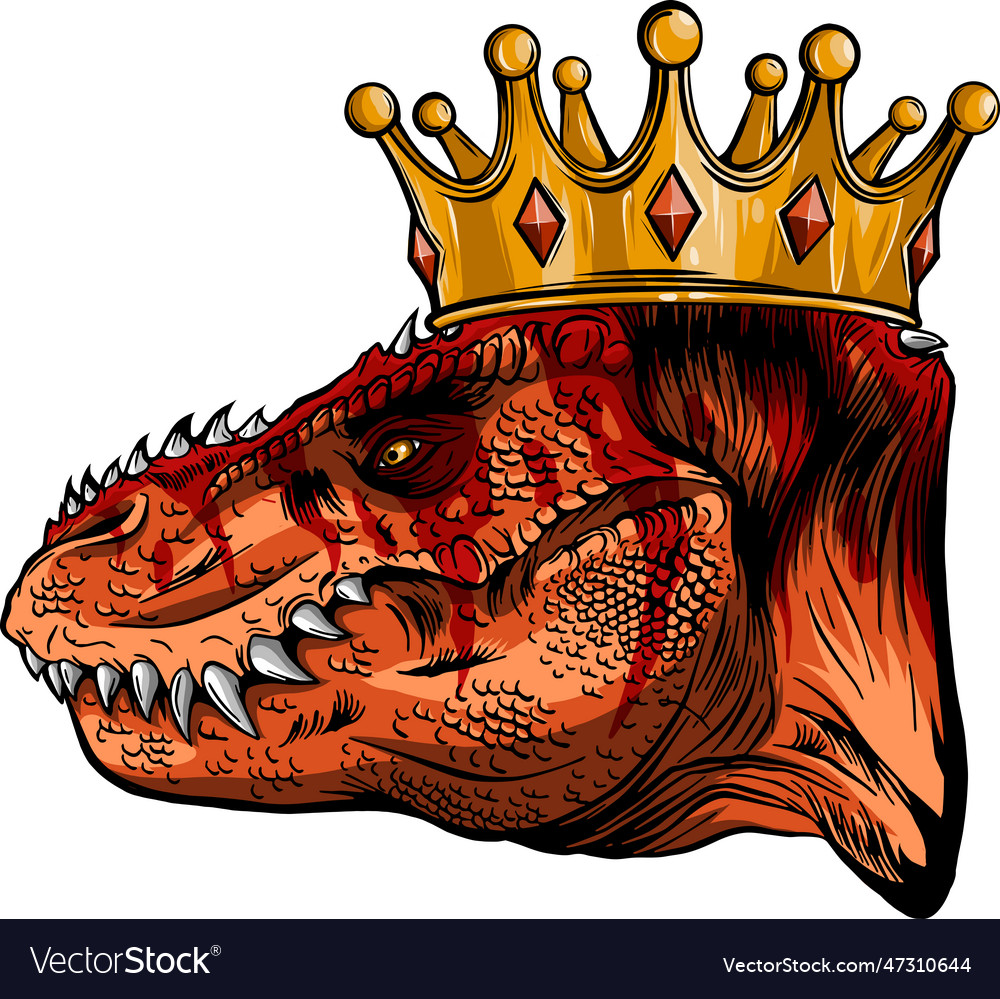 T rex head with crown Royalty Free Vector Image