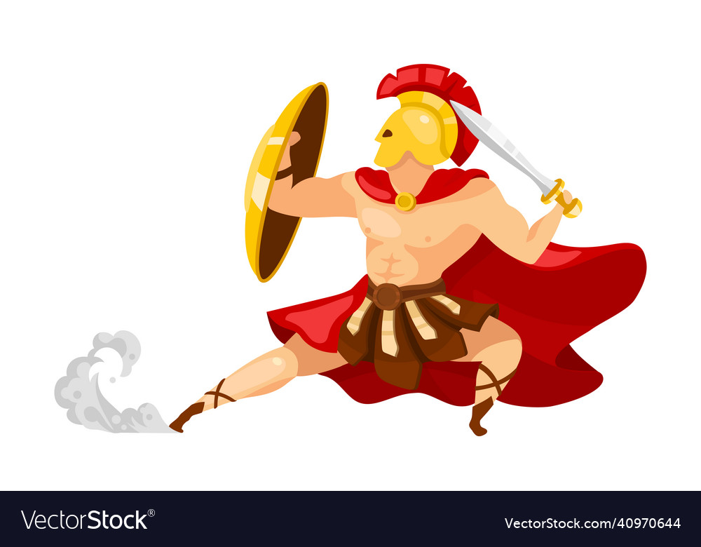 Warrior flat theseus in armor gladiator Royalty Free Vector