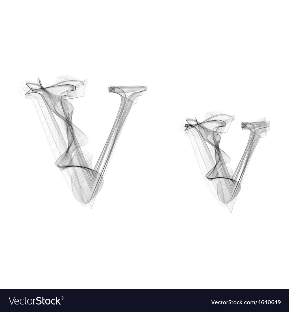 Black smoke font letter v Royalty Free Vector Image