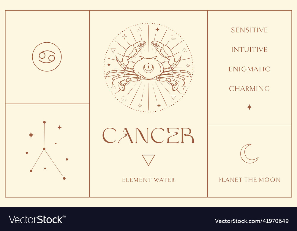 Cancer Zodiac Sign Design Esoteric Royalty Free Vector Image